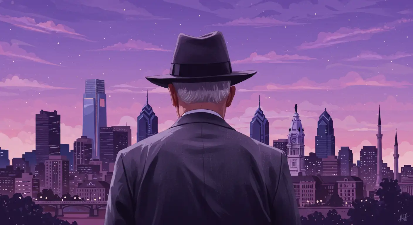 The Philadelphia skyline at dusk