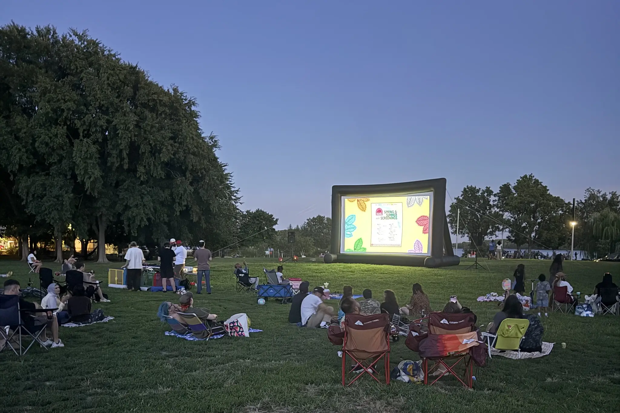 The microcinema series lighting up Penn Treaty Park at dusk