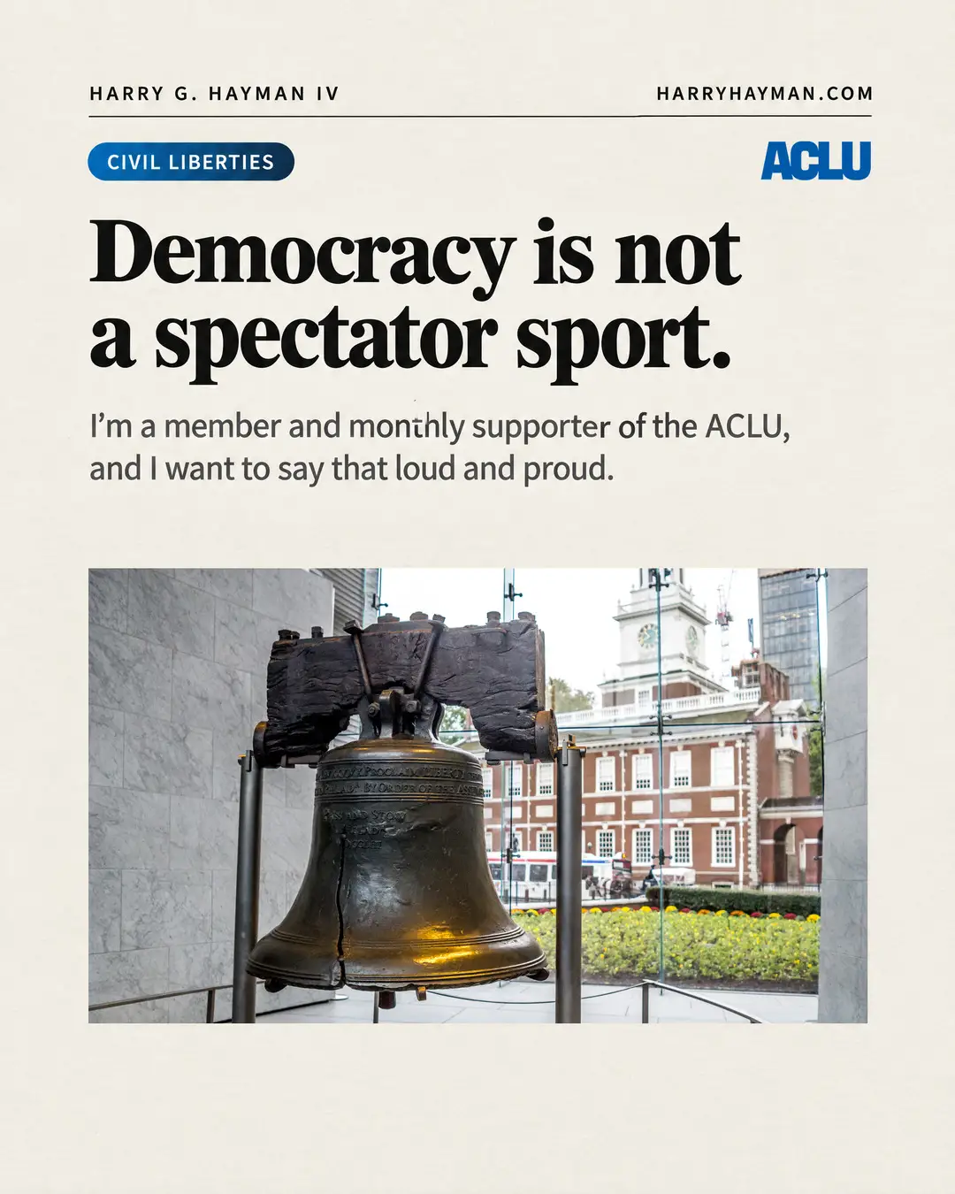 Why I Support the ACLU: Democracy Is Not a Spectator Sport