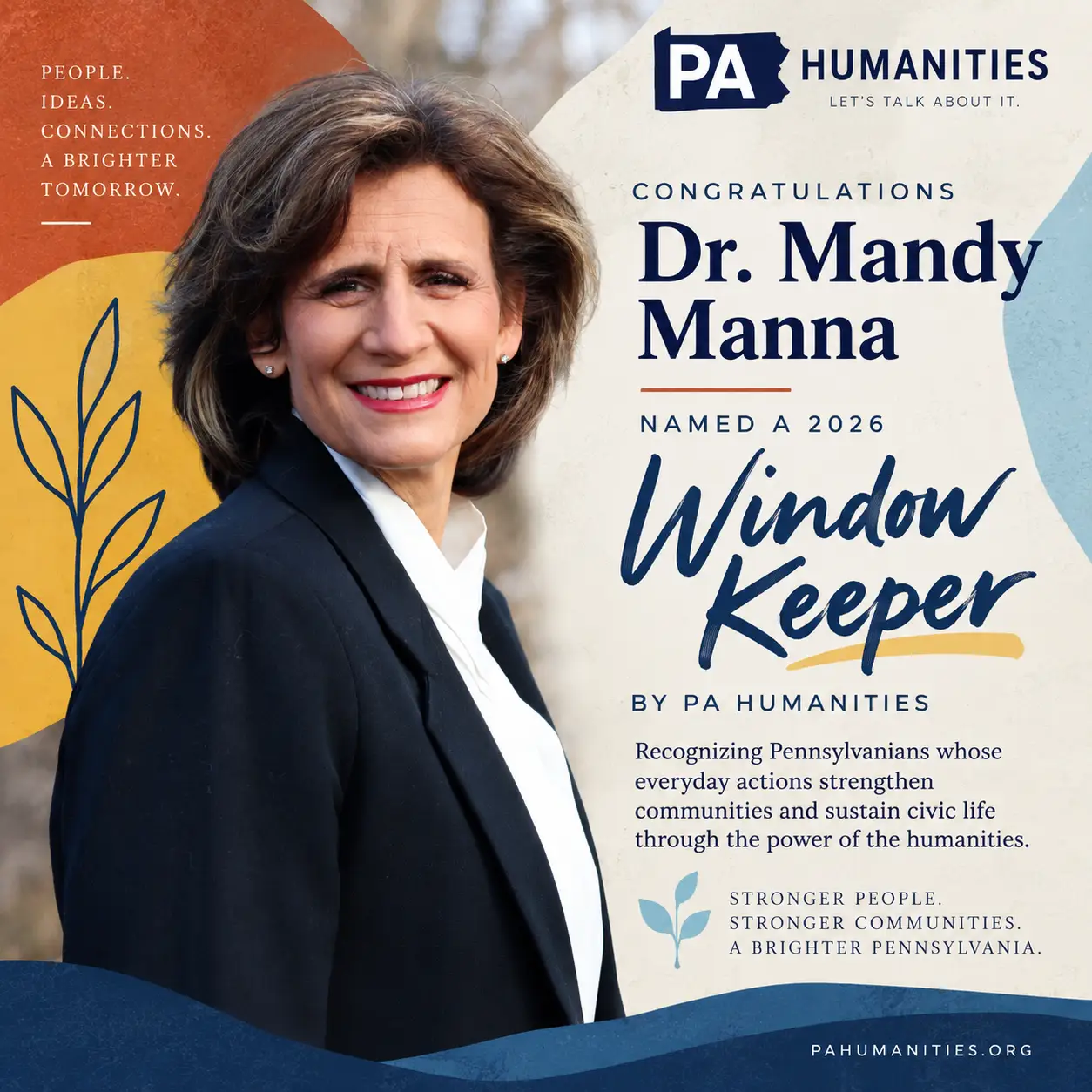 Dr. Mandy Manna Named a 2026 PA Humanities Window Keeper