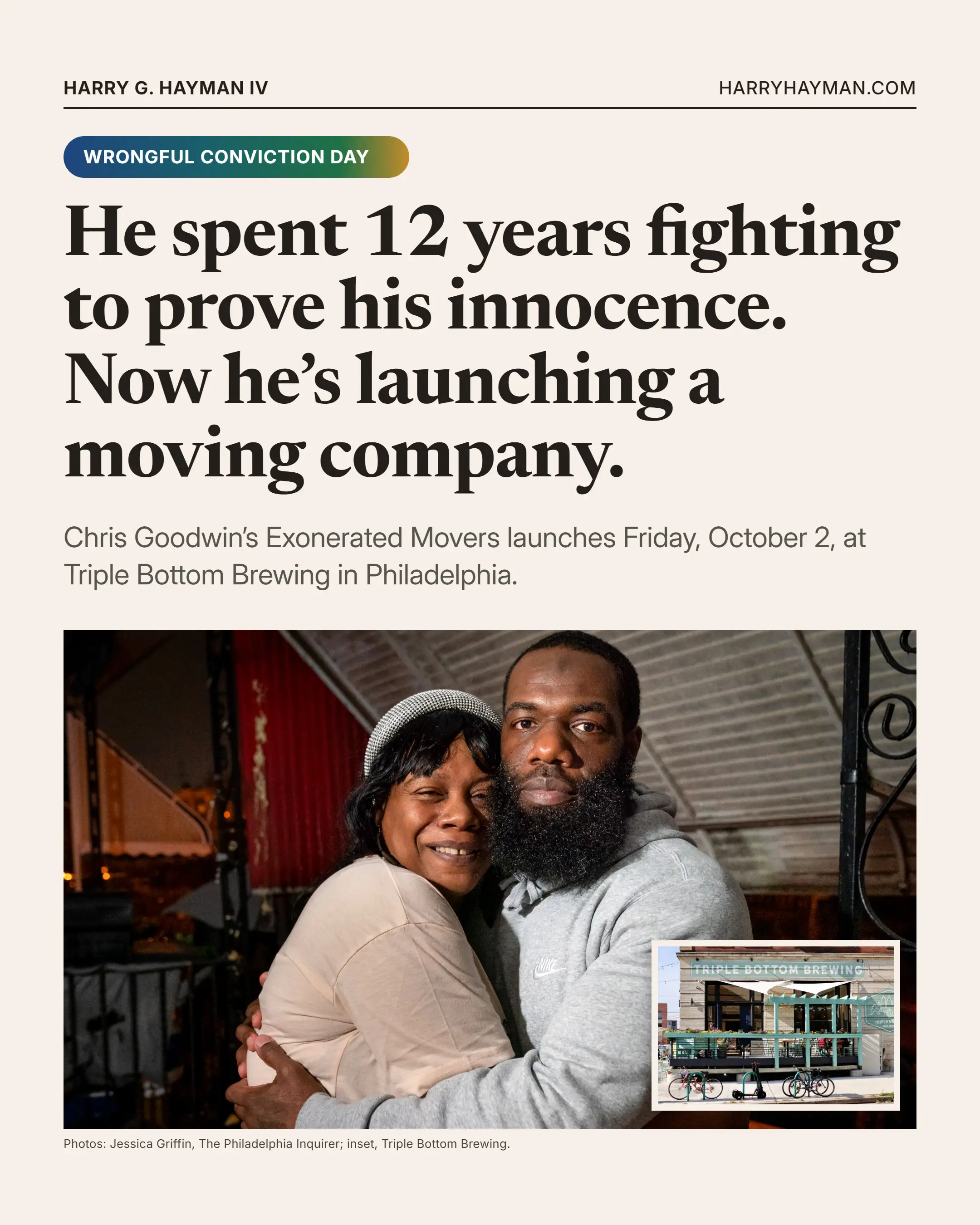 Exonerated Movers, Chris Goodwin's Philadelphia Moving Company